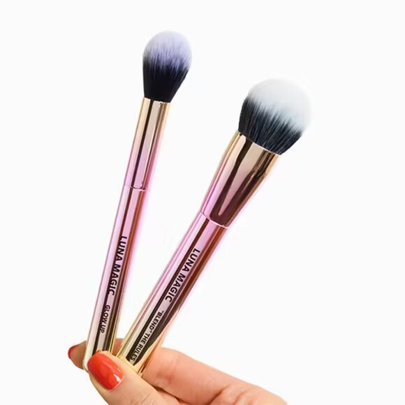 LUNA MAGIC 2-Piece Brush Set Duo in Metallic‎ Ombre Pink (BRAND NEW!) - Picture 2 of 3